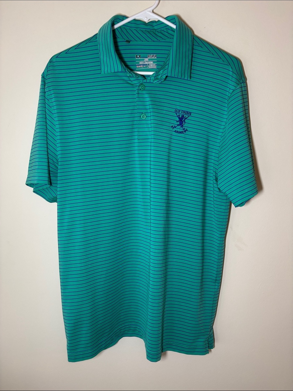 Under Armour "Old Course St. Andrew's" Teal Striped Golf Polo